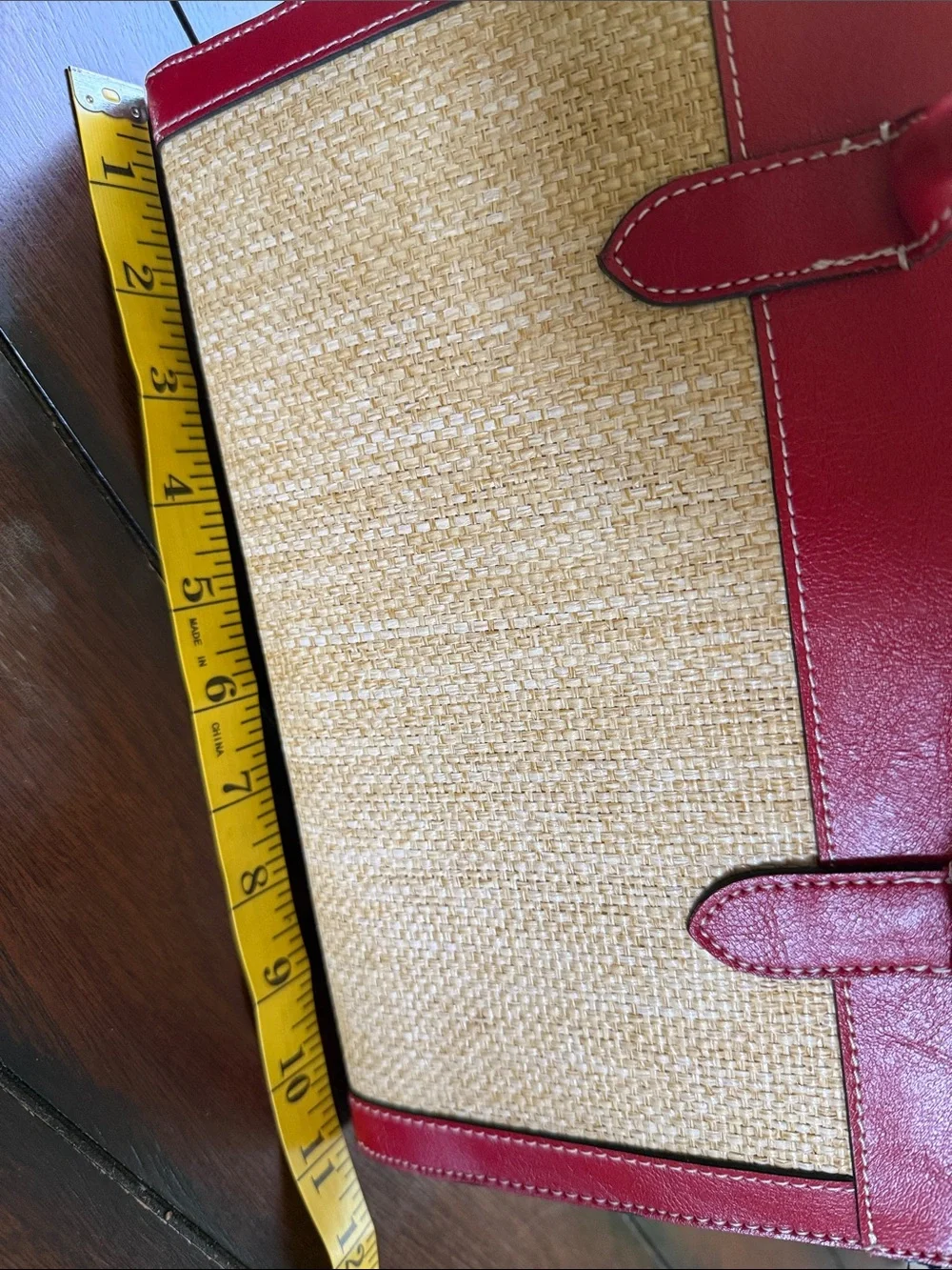 Kate Spade Red Raffia-Accent Tote
